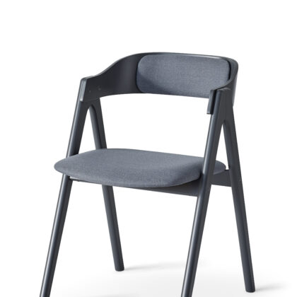 Mette stol antracit/bøg med stof sæde og polstret ryg vist fra fronten